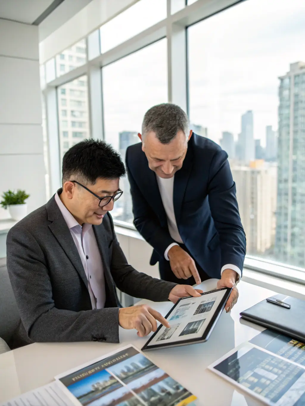 A real estate professional confidently using a CRM system to nurture leads and manage client relationships.