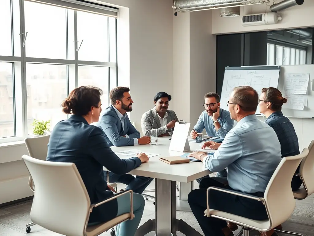 A group of real estate professionals participating in a training session, learning about the latest digital marketing tools and techniques.