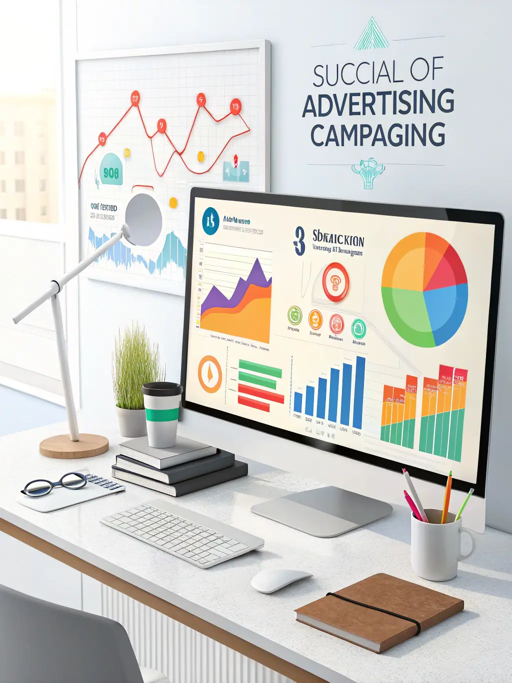 A visually striking image showcasing a successful real estate advertising campaign on various digital platforms, including social media and search engines, emphasizing high engagement and conversion rates.